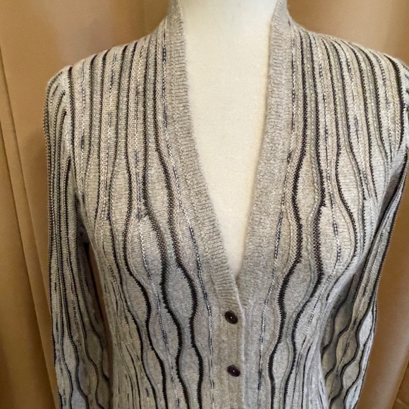 NEW! Nic+Zoe Honeycomb Grey & Black Button Cardigan Size XS NWT! - Picture 2 of 12